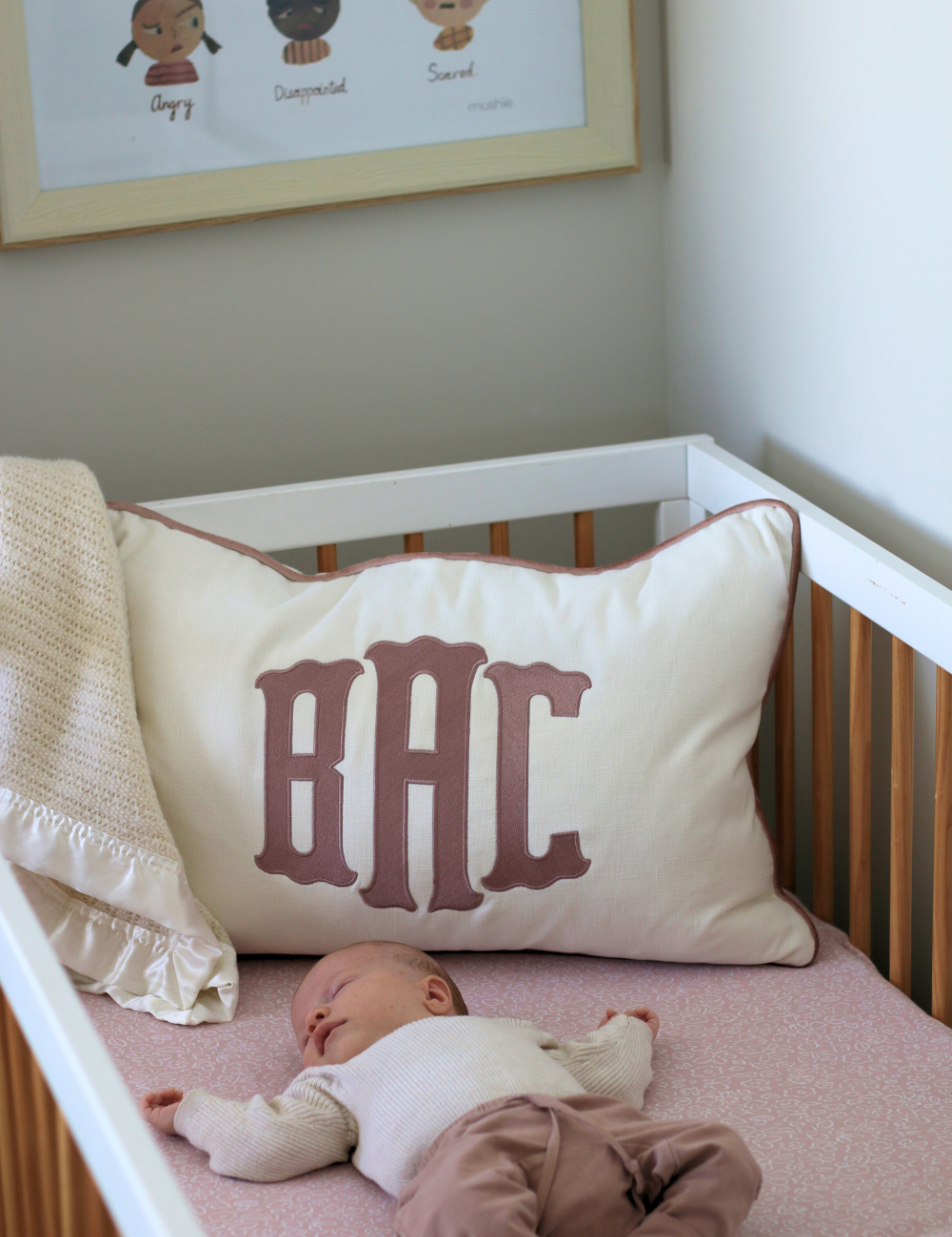 Heritage Monogram Cushion, Marshmallow