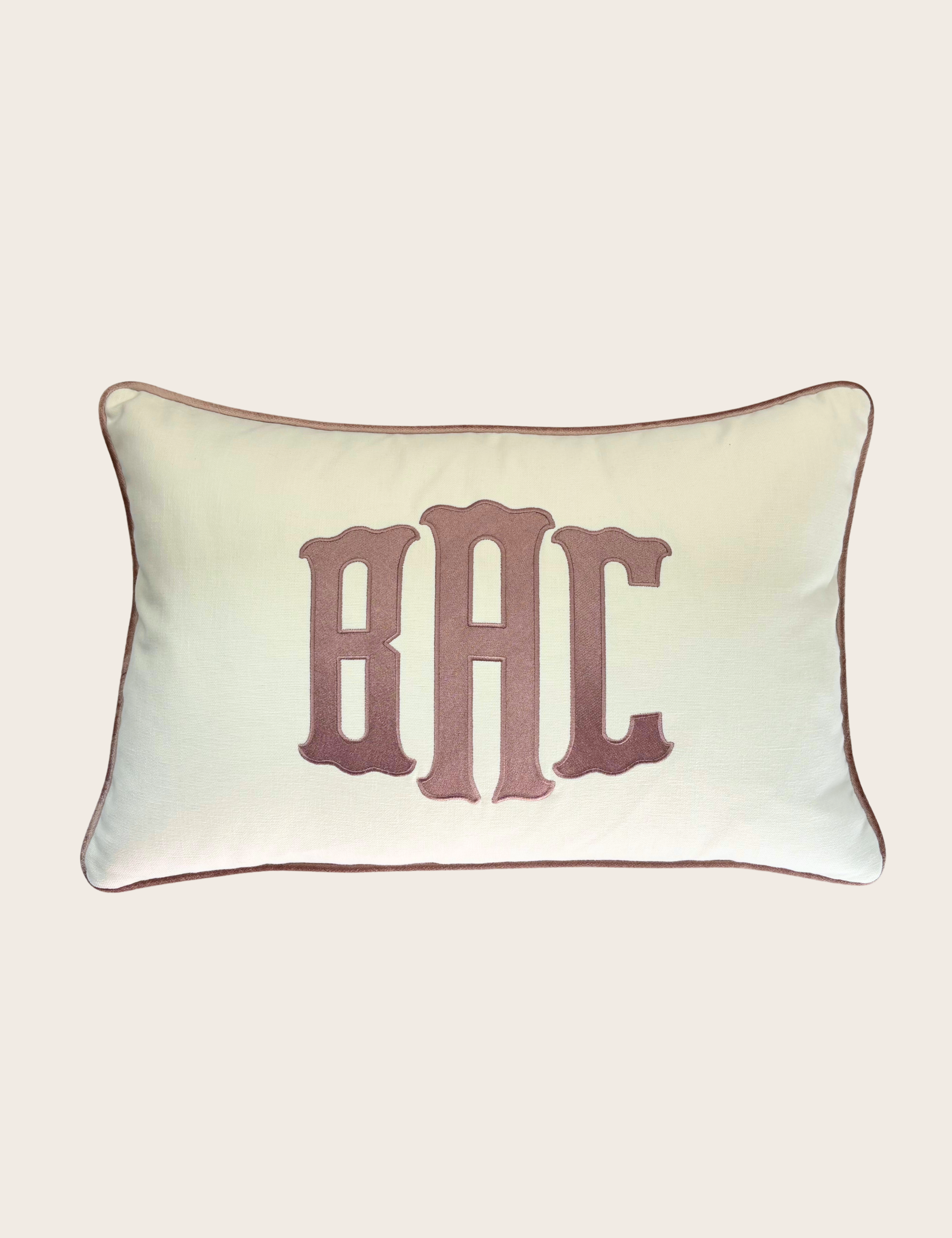 Heritage Monogram Cushion, Marshmallow