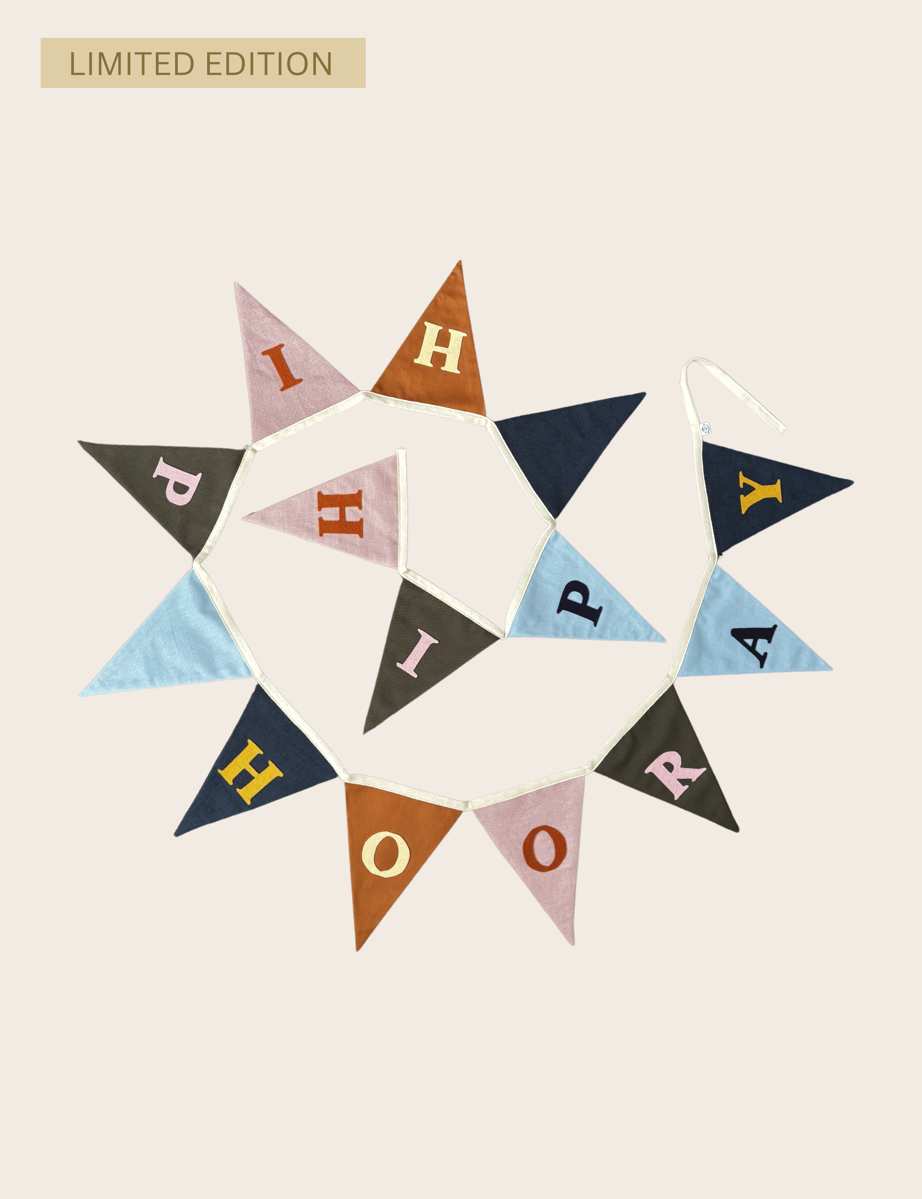 Reusable Hip Hip Hooray Garland - Muted Rainbow
