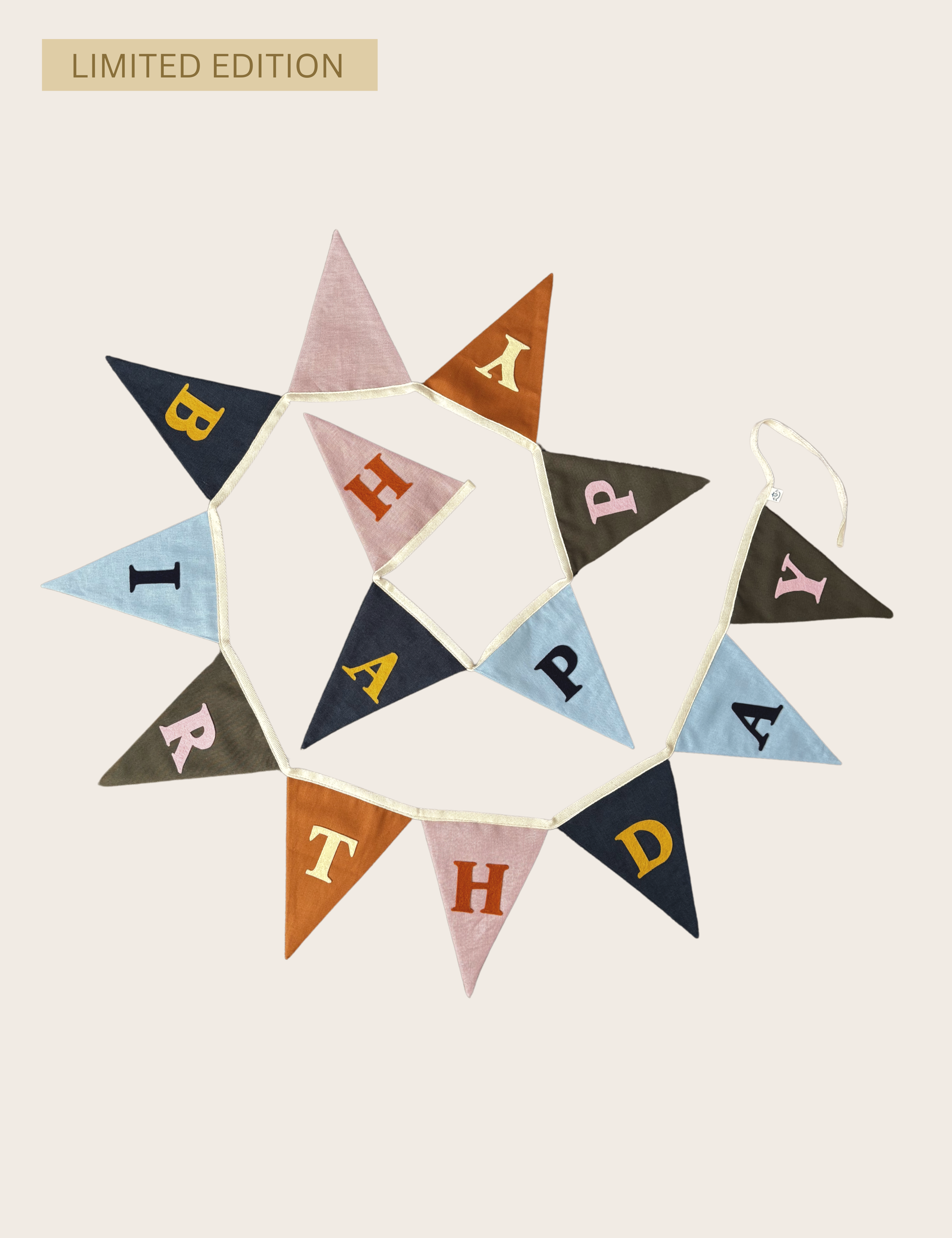 Reusable Happy Birthday Garland - Muted Rainbow