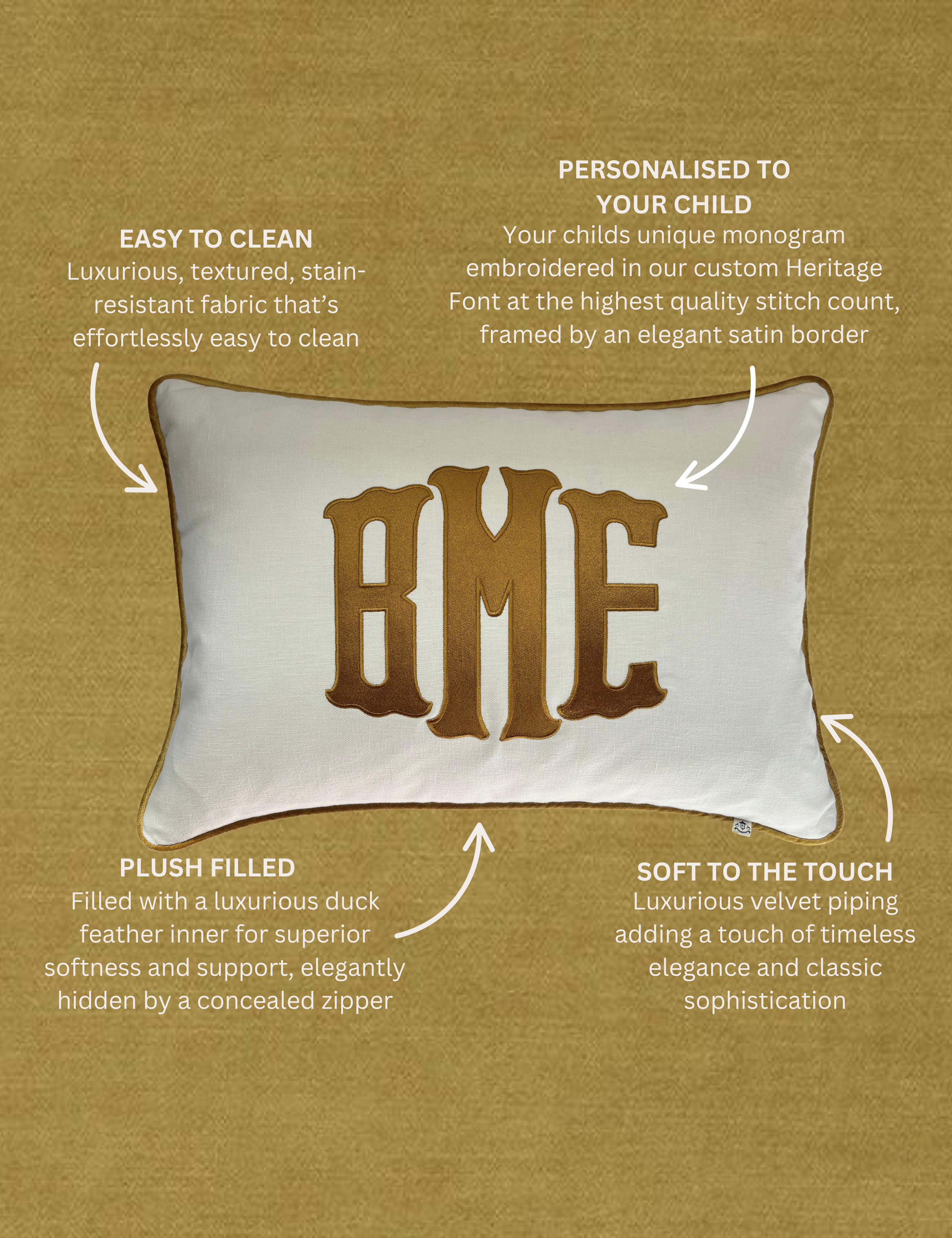 Heritage Monogram Cushion, Marmalade